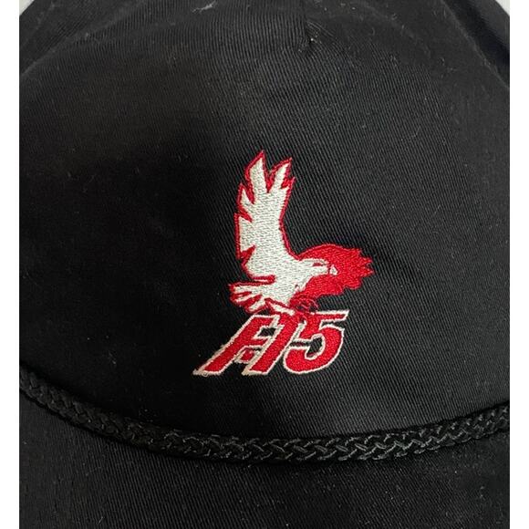 Vintage Embroidered F-15 Eagle Black Adjustable Baseball Cap Trucker Hat - Picture 2 of 7
